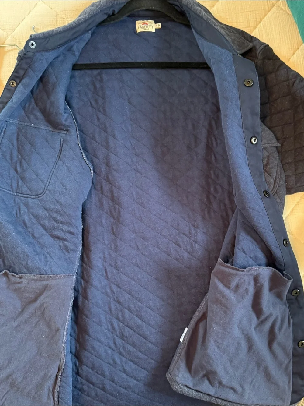 Faherty Men’s Epic Quilted Fleece CPO Shirt Jacket - Navy Melange sz XL